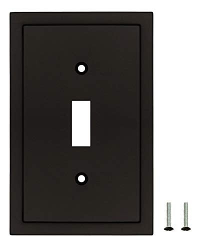 Henne Bery Modern Edge Decorative Wall Plate Switch Plate Outlet Cover, Durable Solid Zinc Alloy (Single Toggle 2PK, Matte Black) - Image 4