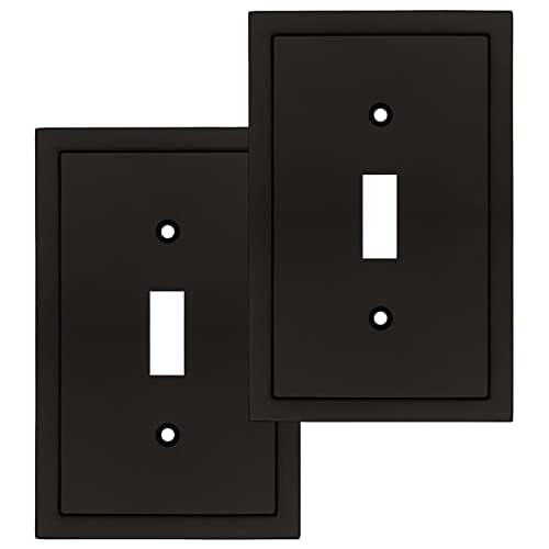 Henne Bery Modern Edge Decorative Wall Plate Switch Plate Outlet Cover, Durable Solid Zinc Alloy (Single Toggle 2PK, Matte Black) - Image 2