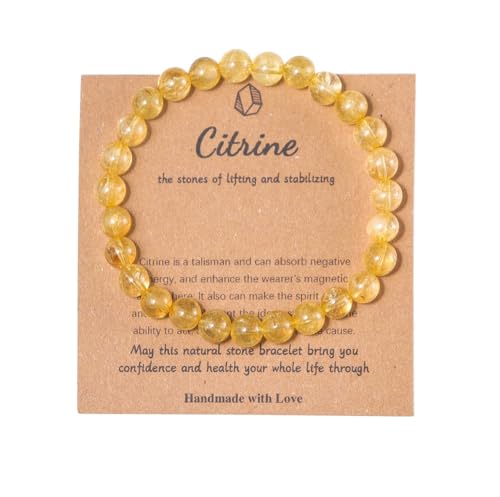 Pingyongchang Stress Relief Anxiety Yoga Bracelet,Stone Beaded Mantra Bracelets for Women Birthday Gifts for Inspirational Jade Bracelet for Men Christmas Gift-Citrine - Image 4