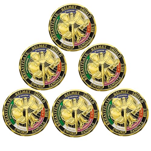 Rumkou Put on The Whole Armor of God Challenge Coin Prayer Coin Collection Pack of 6 - Image 1