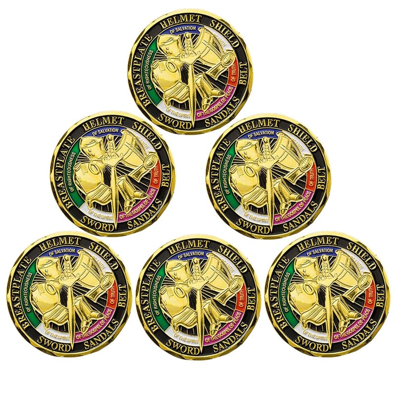 Rumkou Put on The Whole Armor of God Challenge Coin Prayer Coin Collection Pack of 6 - Image 2