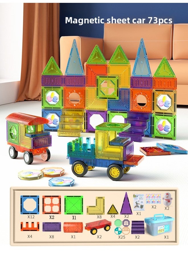 Cross-border Color Window Building Blocks Assembled Magnetic Pieces For Children Smart Magnetic Pipe Building Blocks Assembled Castle Toy Belt Storage