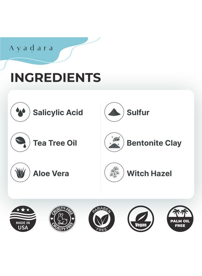 AYADARA - Day & Night Cystic Acne Spot Treatment Hormonal Acne Treatment For Daytime & Overnight Severe Acne Cystic Acne Treatment For Face Pimple Cream Tea Tree Bentonite Clay 90 Day Supply - Image 1
