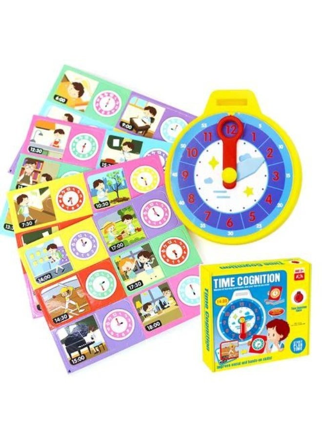 null - Kids Educational Clock Toy - Time Cognition Learning Game for Children 3+ - Interactive Clock with Colorful Activity Cards - Image 1