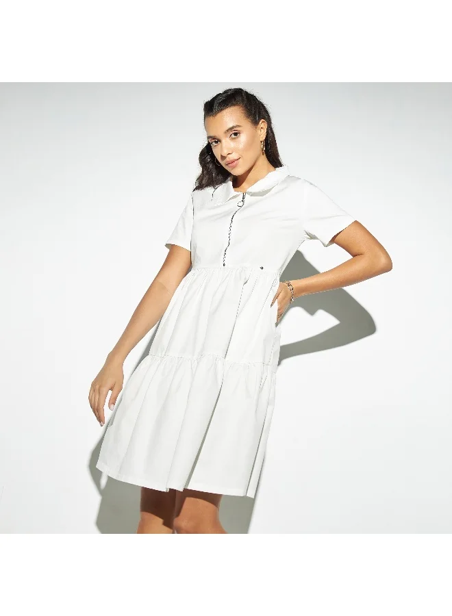 Lee Cooper Lee Cooper Tiered Shirt Dress with Zip Closure
