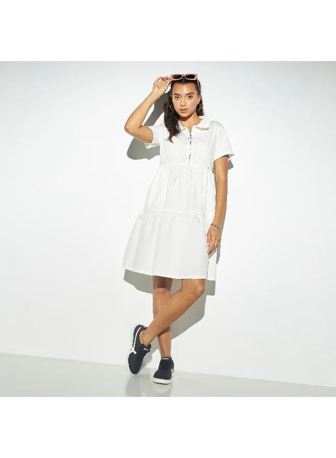 Lee Cooper Lee Cooper Tiered Shirt Dress with Zip Closure