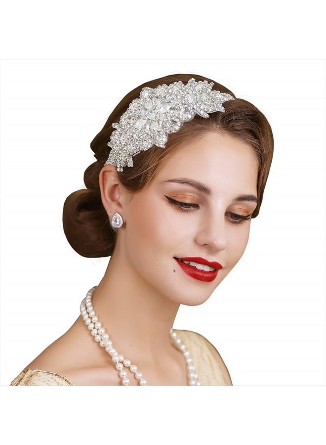 SWEETV Rhinestone Flapper Headband-Elastic 1920s Headpiece, Great Gatsby Hair Accessories for Women - Image 1
