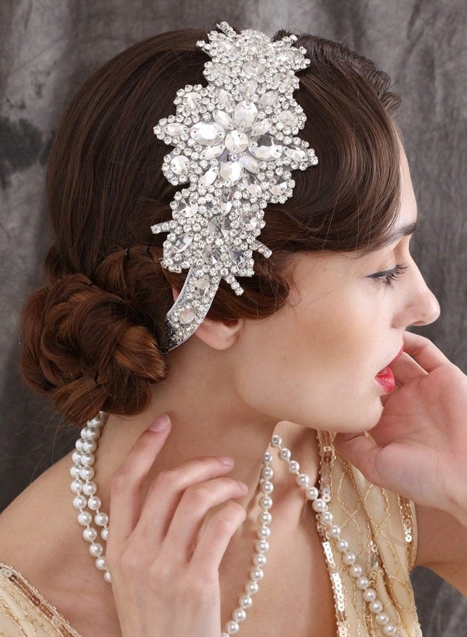 SWEETV Rhinestone Flapper Headband-Elastic 1920s Headpiece, Great Gatsby Hair Accessories for Women - Image 3