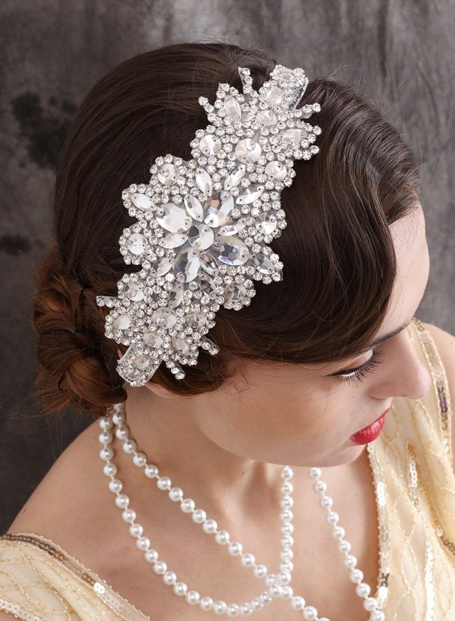 SWEETV Rhinestone Flapper Headband-Elastic 1920s Headpiece, Great Gatsby Hair Accessories for Women - Image 4