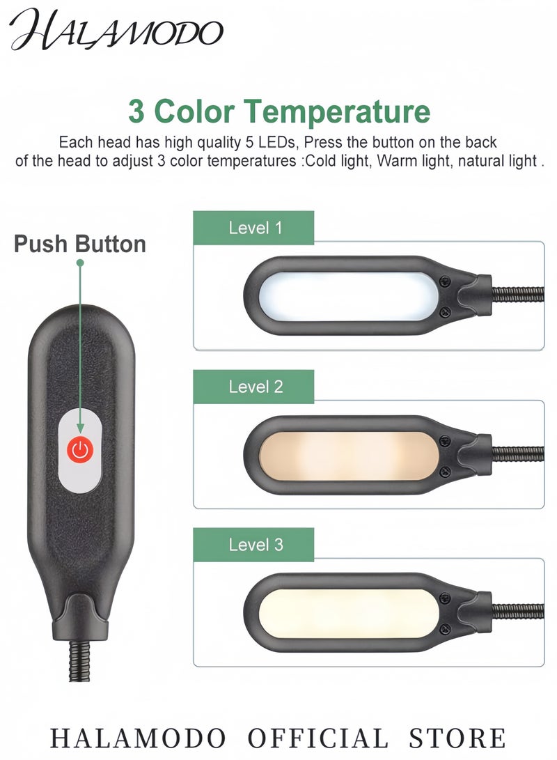 هالامودو ضوءان LED، ٣ أوضاع إضاءة، مصباح طاولة أسود، ٩٥ غرامًا - Image 2