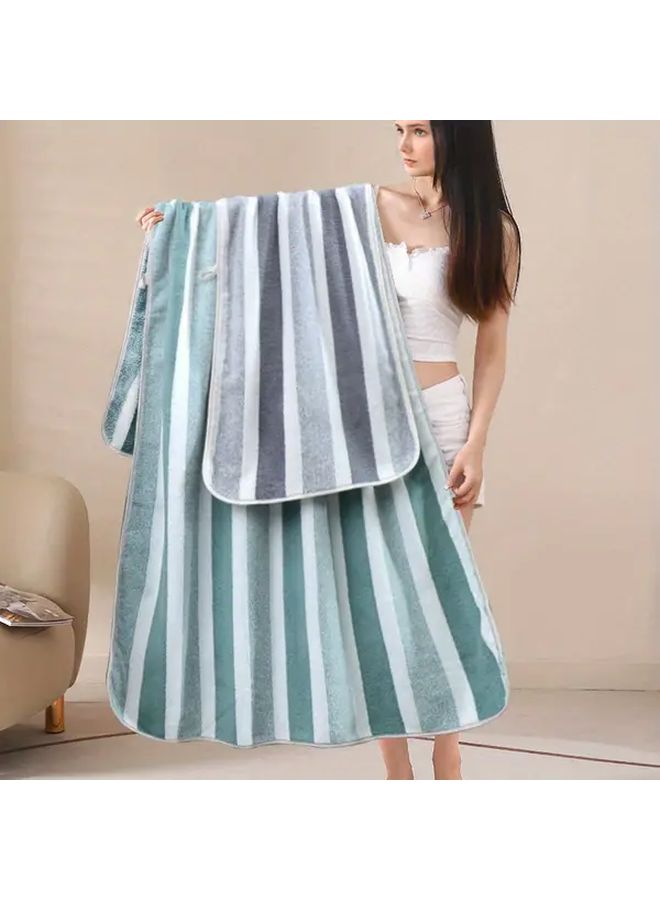 Striped Gray Ultra Soft Luxury Hand Towel And Bath Towel Set Quick Dry - Image 5