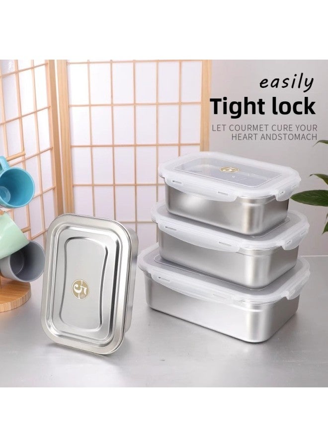 Stainless Steel Crisper Food Grade Stainless Steel Lunch Box Fruit Box Refrigerator Special Sealed Storage Box Household Commercial-Specifications:Steel Cover Of Body 1 (10L)  - Image 5
