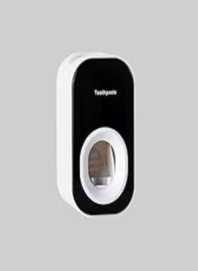 Ecoco toothbrush holder toothpaste dispenser wall mount for bathroom automatic toothpaste squeezer for kids & family shower family toothbrush wall holder 2 3 4 cups for kids toothbrush cover (black)