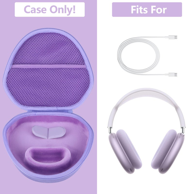 RIYADAone Hard Case Replacement for Apple Airpods Max Over-Ear Headphones (Purple Case) - Image 3
