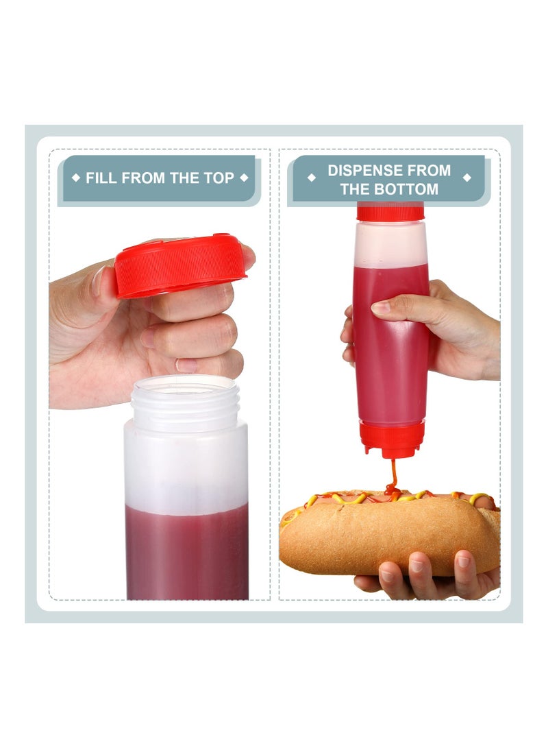 SYOSI 3 قطع زجاجات ضغط بلاستيكية سعة 16 أونصة من الجانبين قابلة لإعادة التعبئة مع فوهة كبيرة صلصة للكاتشب والقشطة الحامضة موزع شراب ذاتي الإغلاق للمطاعم والمطبخ - Image 4