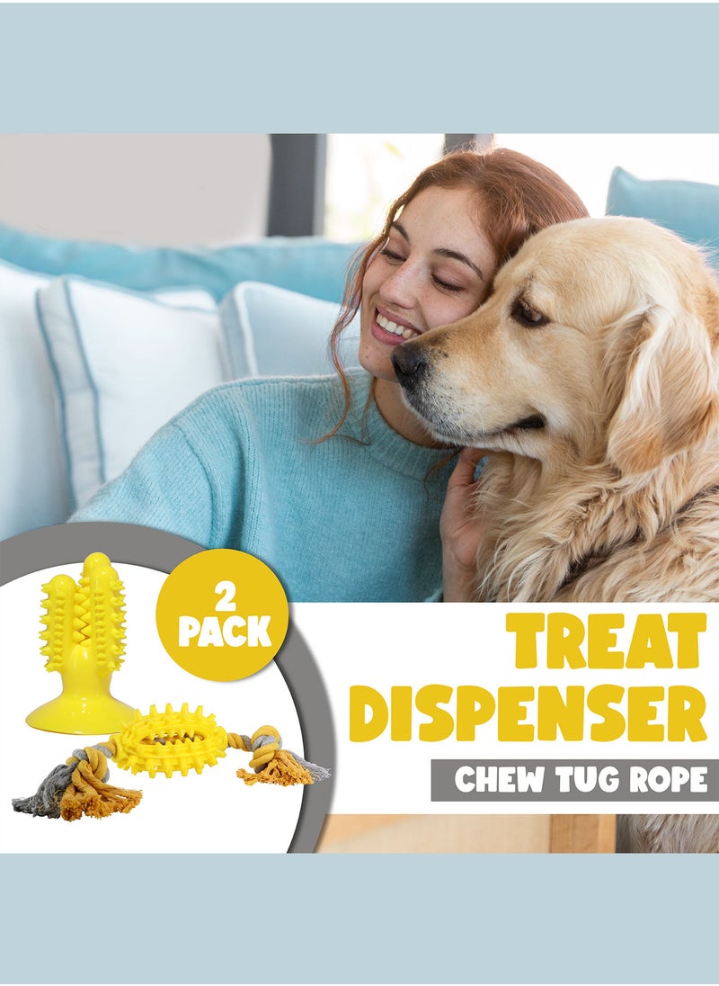 CHEWY BONE Dog chew toys 2 pack tug rope and dog treat teething suction cup  - Image 2