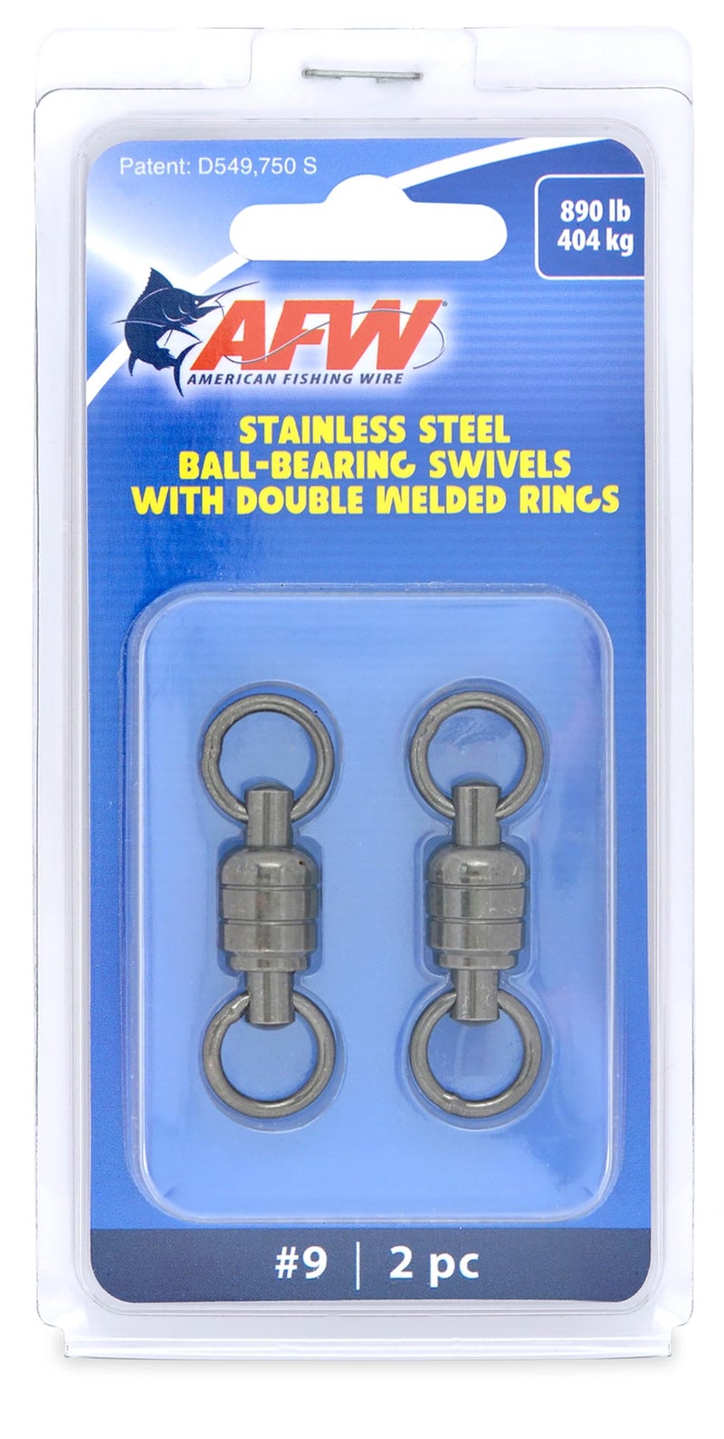 AFW Stainless Steel Ball Bearing Swivels with Double Welded Rings, Size #9, 890 lb Test,Gunmetal Black, 2 pc - Image 1