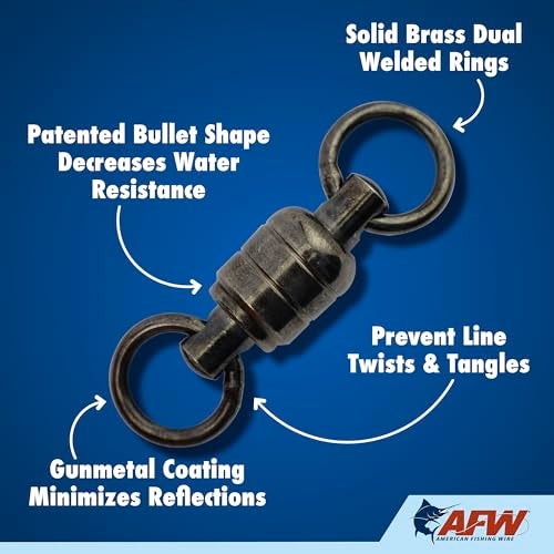 AFW Stainless Steel Ball Bearing Swivels with Double Welded Rings, Size #9, 890 lb Test,Gunmetal Black, 2 pc - Image 4