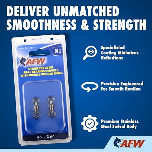 AFW Stainless Steel Ball Bearing Swivels with Double Welded Rings, Size #9, 890 lb Test,Gunmetal Black, 2 pc - Image 3