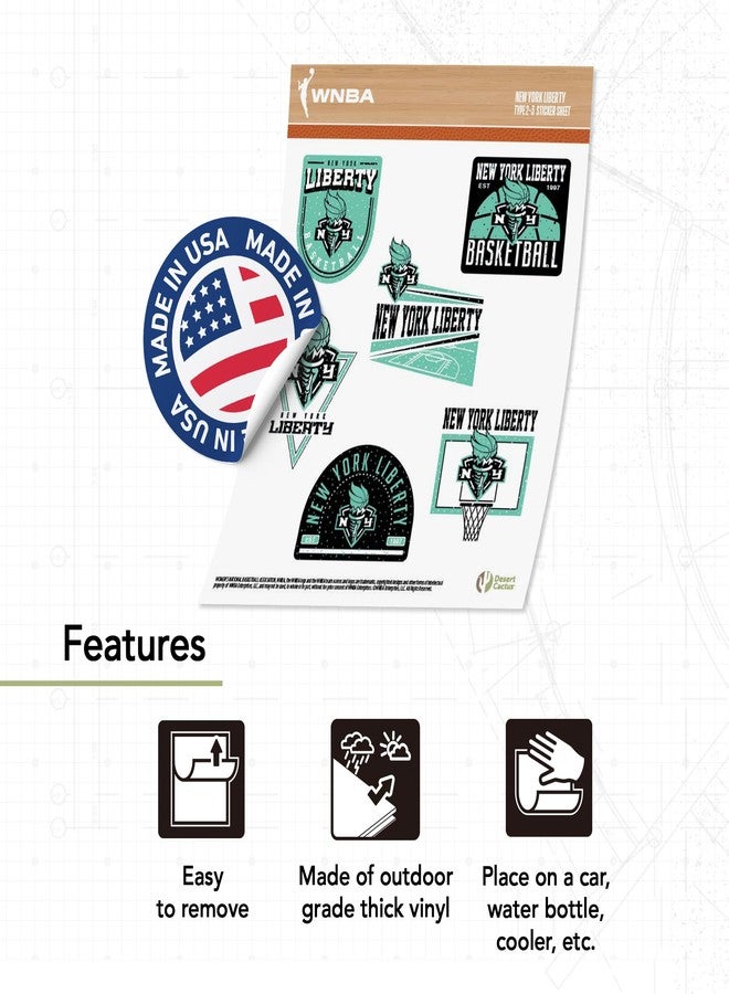 Desert Cactus New York Liberty Sticker WNBA Officially Licensed Sticker Vinyl Decal Laptop Water Bottle Car Scrapbook (Type 2-3) - Image 2