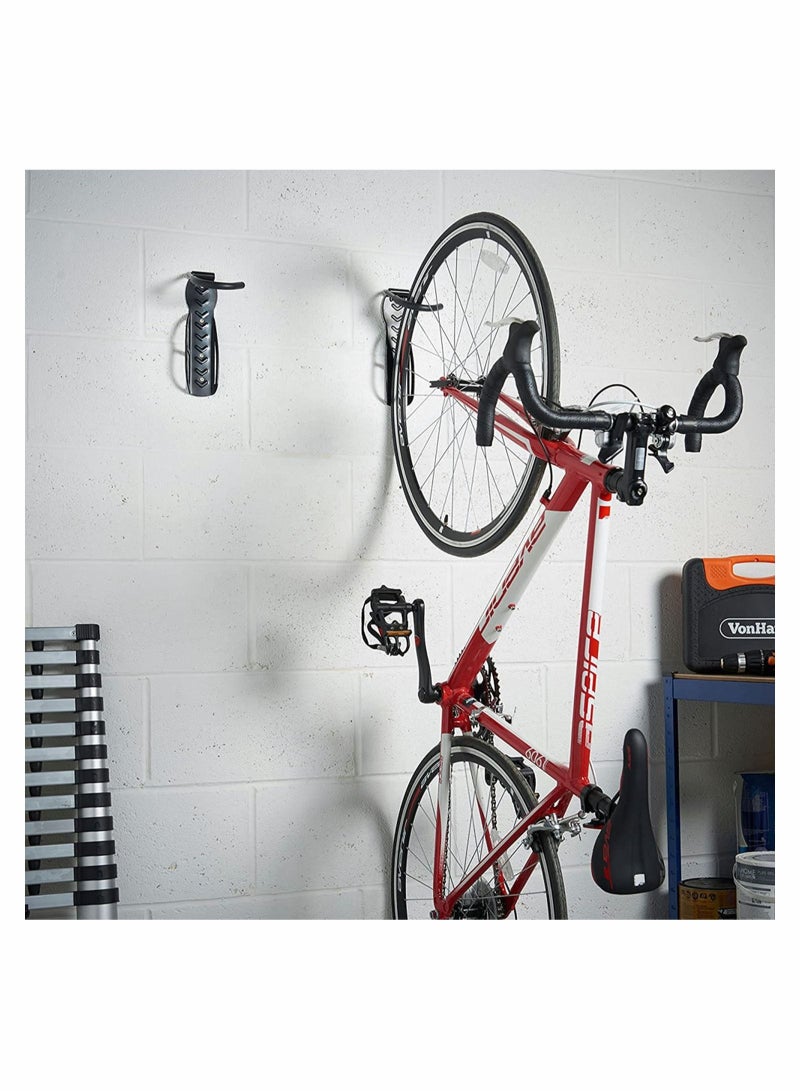Captaintech Bike Wall Mounts, Heavy Duty Vertical Wall Mounted Bicycle Storage Hanging Hooks for Indoor Or Outdoor Road Or Mountain Bikes (Black) 2PCS - Image 5