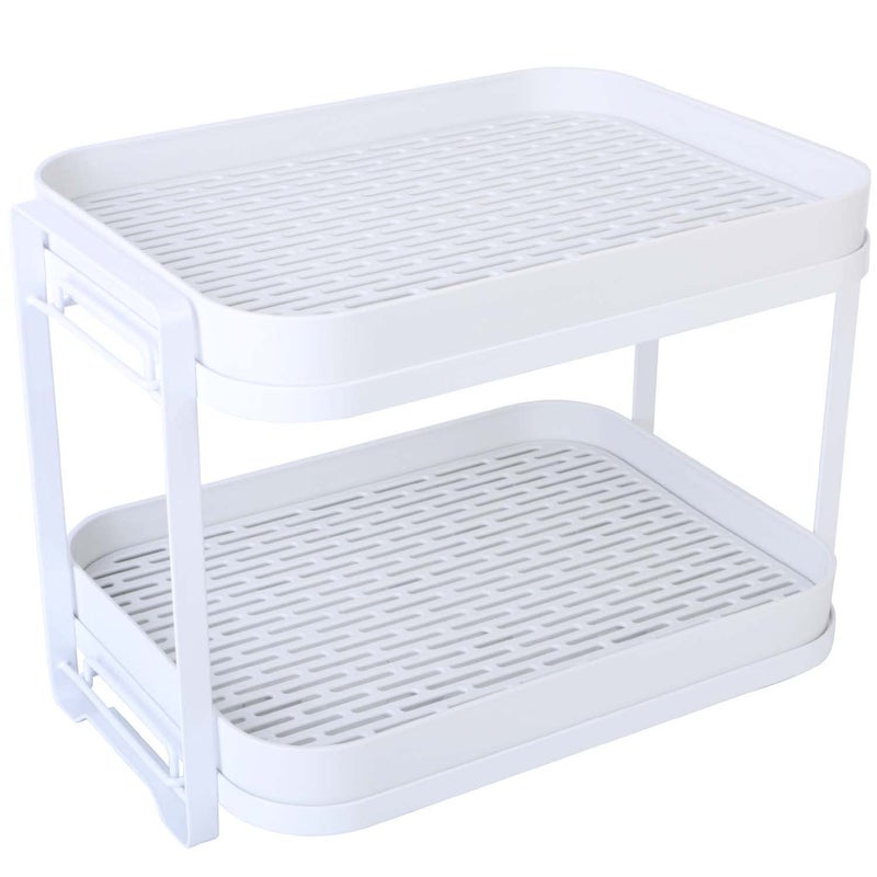 Zosenley Zosenley 2Tier Cups Mugs Drying Rack with Drain Tray Kitchen Storage Organizer Shelf for Drinking Glass Bottle Bowls Flat Iron 
