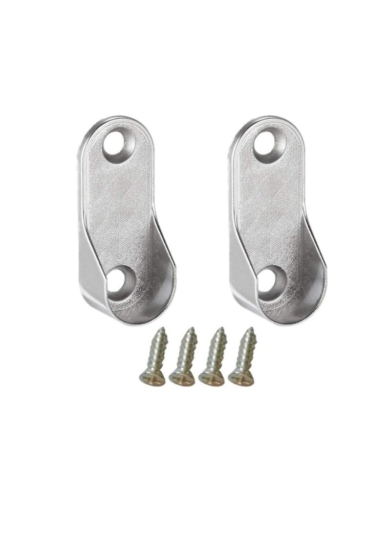 TOPBATHY 6Pcs Oval Closet Rod End Supports Furniture Hardware Accessories Wardrobe Tube Support Bracket Clothes Hanging Rod Holder (2Pcs Support and 4Pcs Screws)  - Image 1