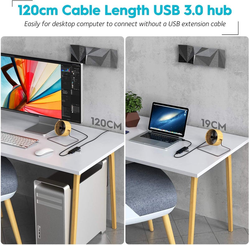 Aceele USB Hub 3.0 Splitter with 4ft Extension Long Cable Cord, 4-Port Ultra-Slim Multiport Expander for Desktop Computer PC, Laptop, Chromebook, Mac mini, iMac, PS4, Flash Drive Data and More - Image 4