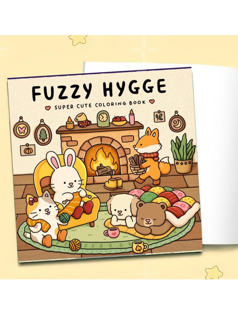 MOMOSO Little Corner Fuzzy Hygge Coloring Book For Adults & Teens Super Cute Designs Of Hygge-Inspired Spaces For Relaxation: A Cozy Escape Coloring Book With Cute Interiors  - Image 3