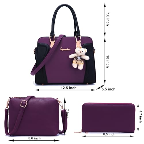 Soperwillton Purses for Women Crossbody Shoulder Handbags Top Handle Satchel Tote Bag Wallet Set 3pcs - Image 5