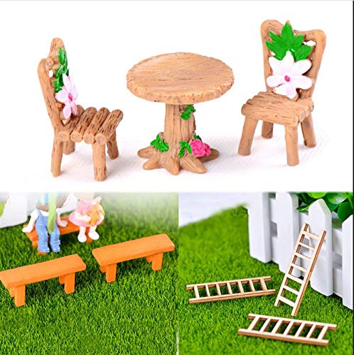 Skylofts Table Chair Set with Small Forest Display Showpiece Home Decor Garden Decor Miniatures Landscape Decorations - Image 4