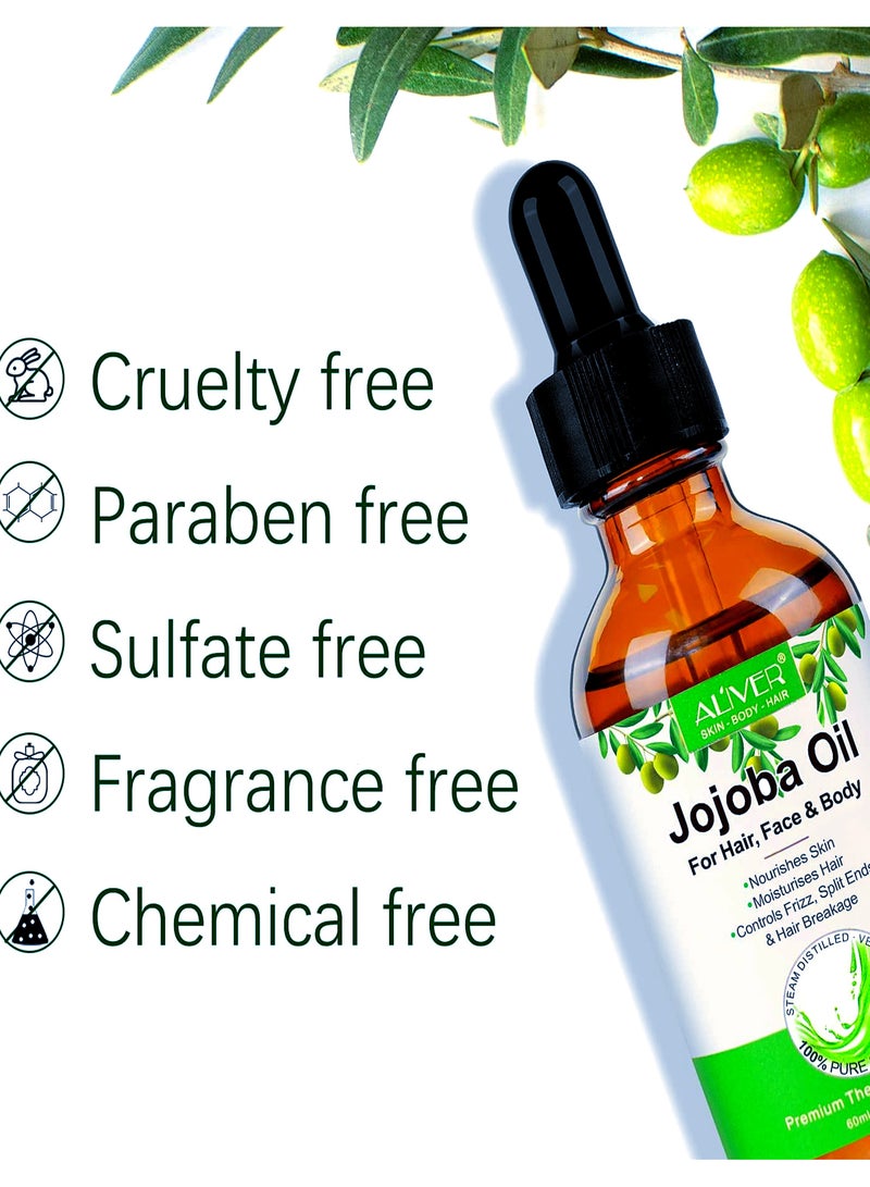 ALIVER Jojoba Oil 60ml | Organic Jojoba Oil for Hair Face & Body Oil | Aliver Jojoba Oil for Nourishing the Scalp | Promote Hair Growth & Anti-breakage |Anti-hair Loss Anti-dandruff Prevent Split Ends - Image 3