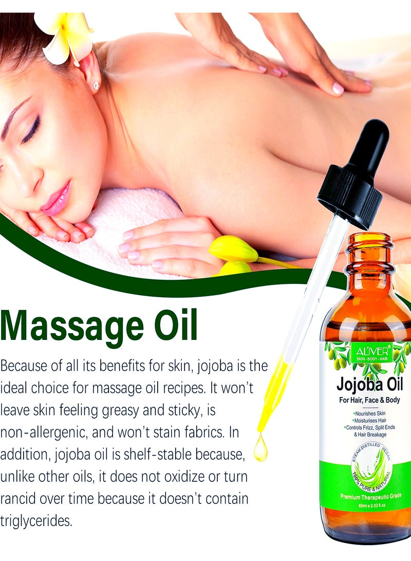 ALIVER Jojoba Oil 60ml | Organic Jojoba Oil for Hair Face & Body Oil | Aliver Jojoba Oil for Nourishing the Scalp | Promote Hair Growth & Anti-breakage |Anti-hair Loss Anti-dandruff Prevent Split Ends - Image 5