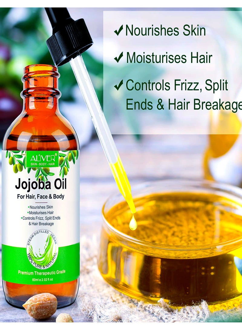 ALIVER Jojoba Oil 60ml | Organic Jojoba Oil for Hair Face & Body Oil | Aliver Jojoba Oil for Nourishing the Scalp | Promote Hair Growth & Anti-breakage |Anti-hair Loss Anti-dandruff Prevent Split Ends - Image 4