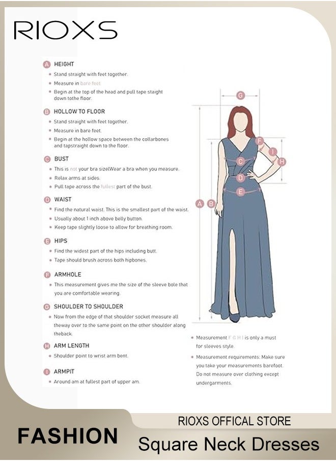RIOXS - Women's Midi Dresses Square Neck Ruffle Dresses Straps Semi Formal Maxi Wedding Guest Dresses For Wedding Bridesmaid Evening Party Homecoming Dress - Image 1