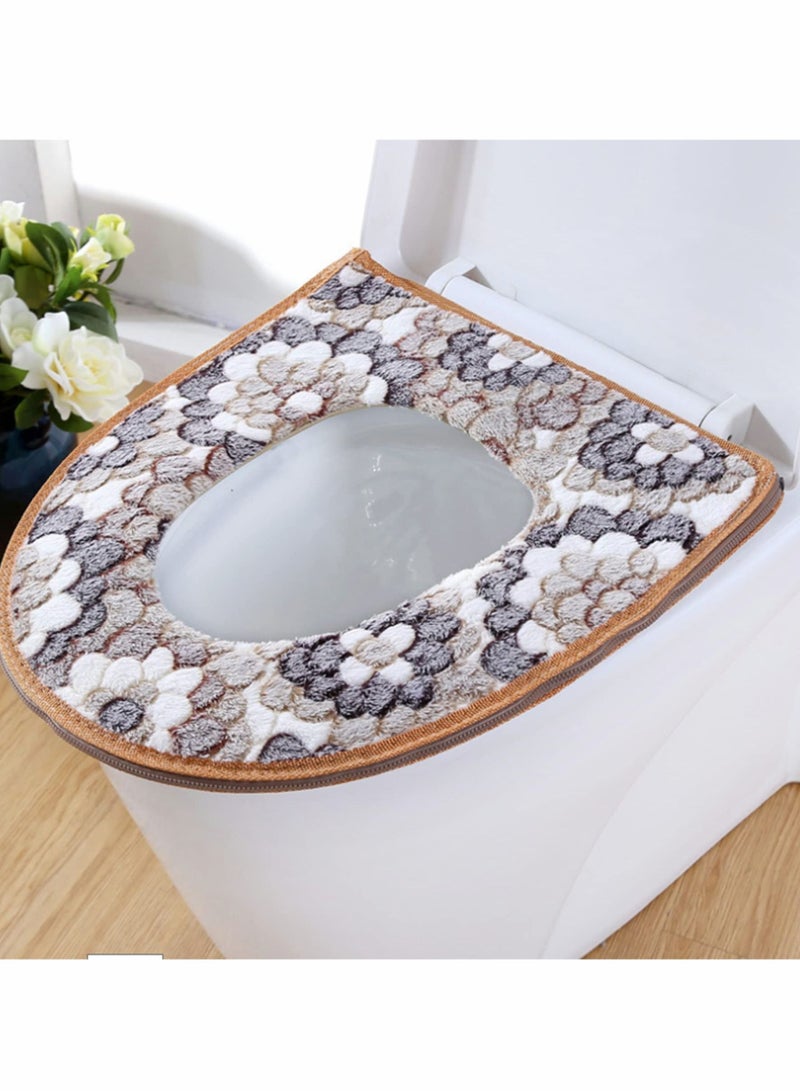 Toilet Seat Covers Cushion, Warm Skin Friendly Four Seasons Available Zipper, Easy to Fit Washable and Reusable, Antibacterial Warmer Bathroom U-Ring Cushion (2 PCS) - Image 3