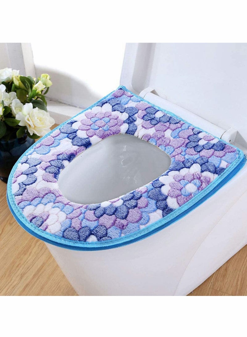 Toilet Seat Covers Cushion, Warm Skin Friendly Four Seasons Available Zipper, Easy to Fit Washable and Reusable, Antibacterial Warmer Bathroom U-Ring Cushion (2 PCS) - Image 2
