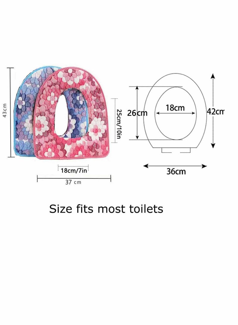 Toilet Seat Covers Cushion, Warm Skin Friendly Four Seasons Available Zipper, Easy to Fit Washable and Reusable, Antibacterial Warmer Bathroom U-Ring Cushion (2 PCS) - Image 4