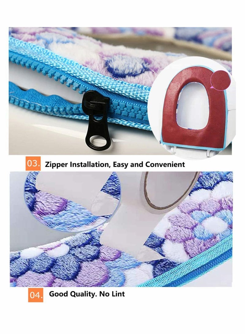 Toilet Seat Covers Cushion, Warm Skin Friendly Four Seasons Available Zipper, Easy to Fit Washable and Reusable, Antibacterial Warmer Bathroom U-Ring Cushion (2 PCS) - Image 5