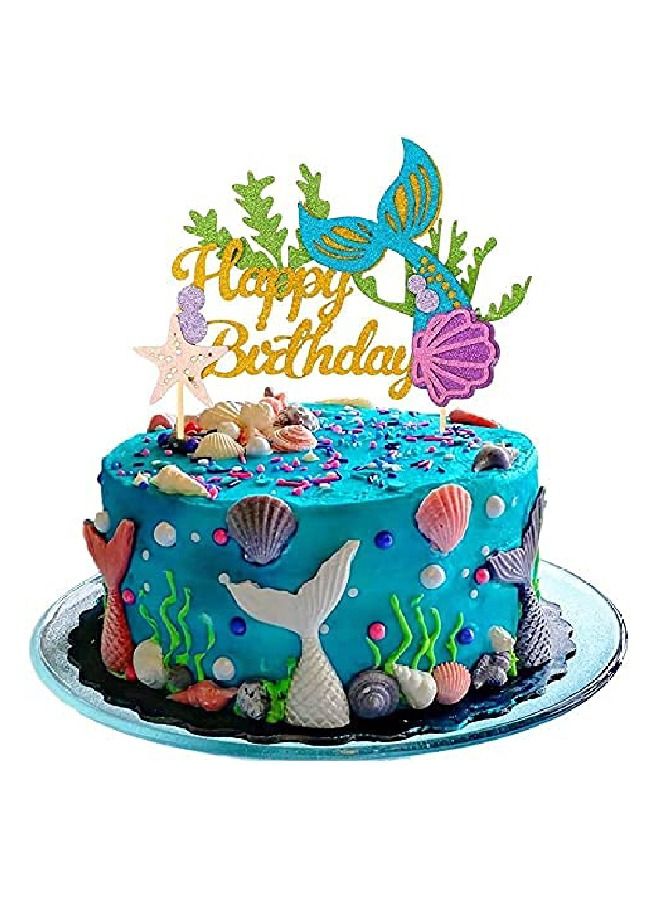 ThePartyPopper Mermaid Happy Birthday Cake Topper  - Image 2