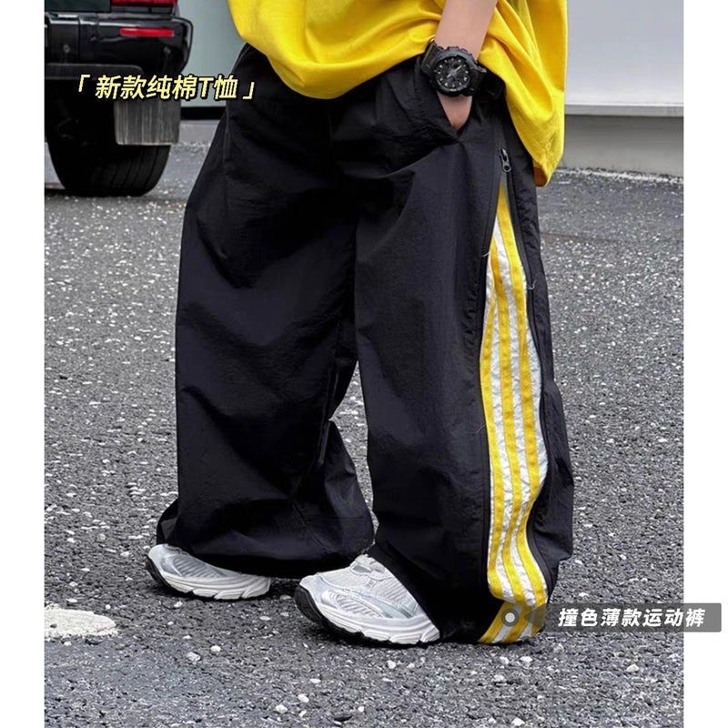 Boys' Quick-Dry Thin Wide-Leg Pants For Boys And Babies Men'S Handsome Stitching Contrast Color Korean-Style Loose Summer Casual All-Match Pants - Image 2