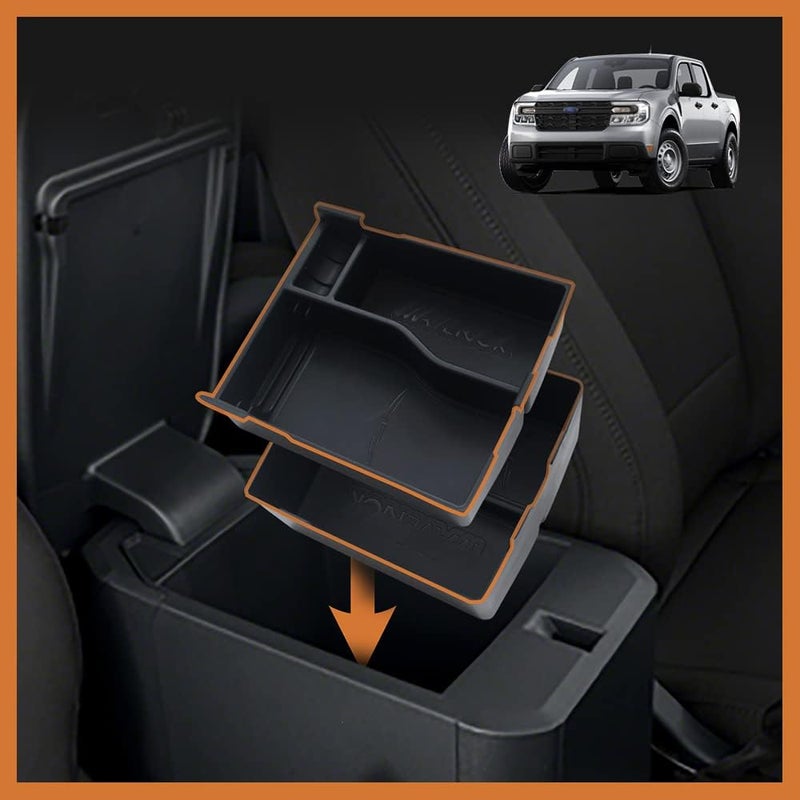 TripleAliners Console Organizer for 2022-2023 Ford Maverick - Leather Black - Image 1