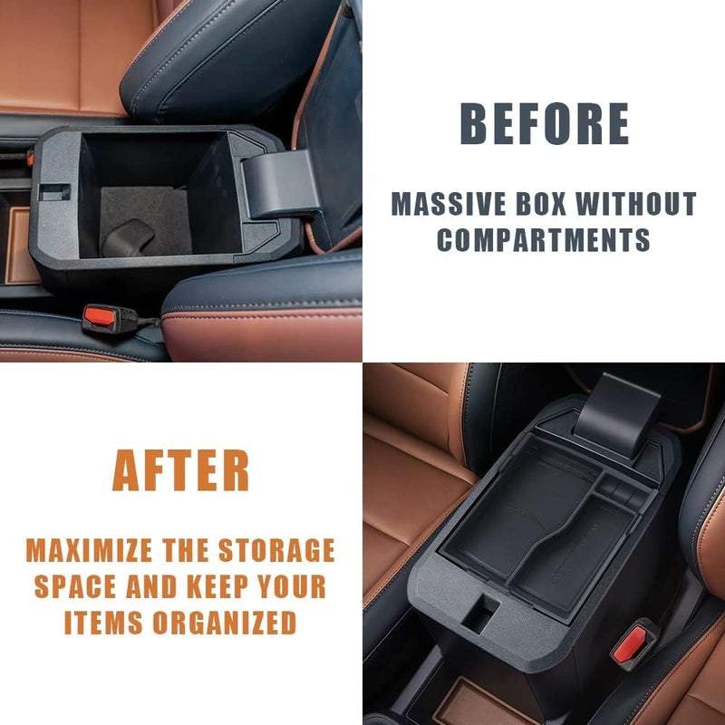 TripleAliners Console Organizer for 2022-2023 Ford Maverick - Leather Black - Image 3