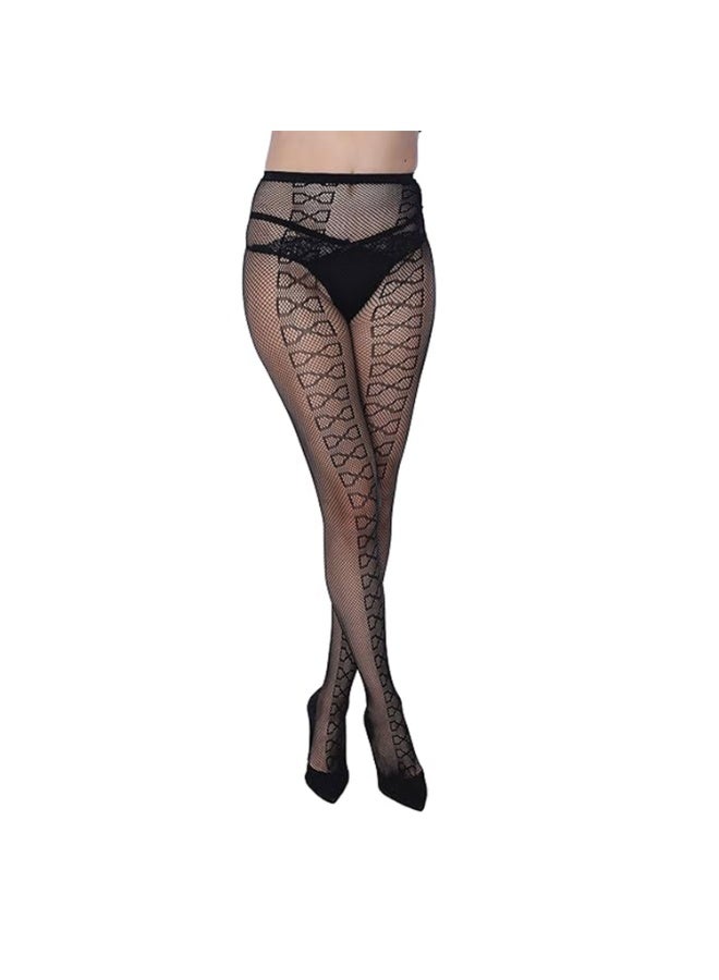 Women’s Fishnet Tights Stockings – Black Women's Tights Patterned Mesh Pantyhose, Stretchable & Breathable Nylon Hosiery for Parties, Womens Stockings