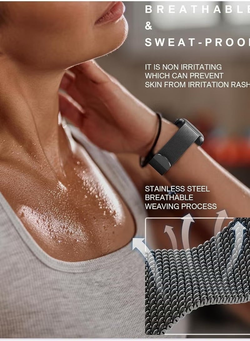 Stainless Steel Loop for Apple Watch Band 42mm 44mm 45mm 49mm, Magnetic Clasp Replacement Bands for iwatch Series Ultra SE 8 7 6 5 4 3 2 1, Women & Men Watch Strap for Apple（Black） - Image 3