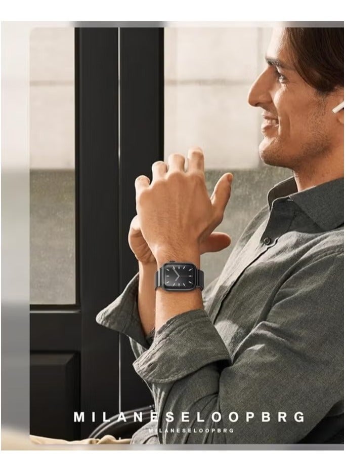 Stainless Steel Loop for Apple Watch Band 42mm 44mm 45mm 49mm, Magnetic Clasp Replacement Bands for iwatch Series Ultra SE 8 7 6 5 4 3 2 1, Women & Men Watch Strap for Apple（Black） - Image 4