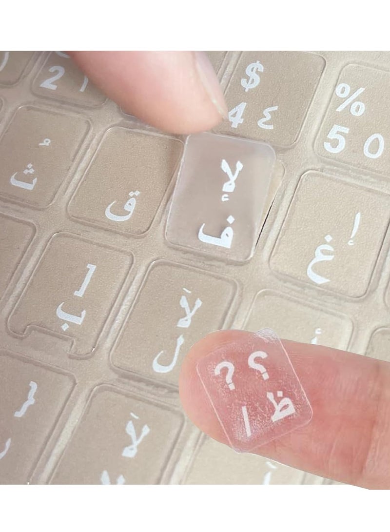 ستيكر لاصق للكيبورد عربي شفاف ملصق باللغة العربية لجهاز الكمبيوتر المكتبي مفاتيح بتصميم حروف عربية فقط مع خلفية شفافة قطعة واحدة أبيض 1 - Image 2
