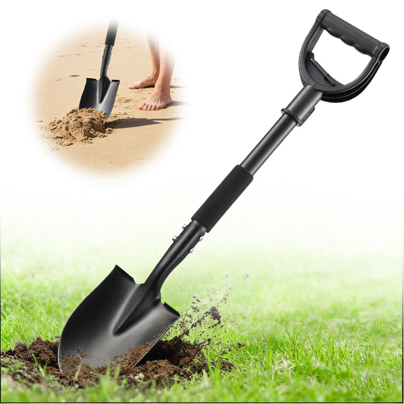 UIABOPZ Garden Shovels for Digging, 31 Inch Small Shovel, Heavy Duty Metal Digging Shovel with D-Handle Grip, Short Kids Shovels for Digging, Mini Spade Shovel for Gardening, Camping, Beach, Car, Snow Removal - Image 1
