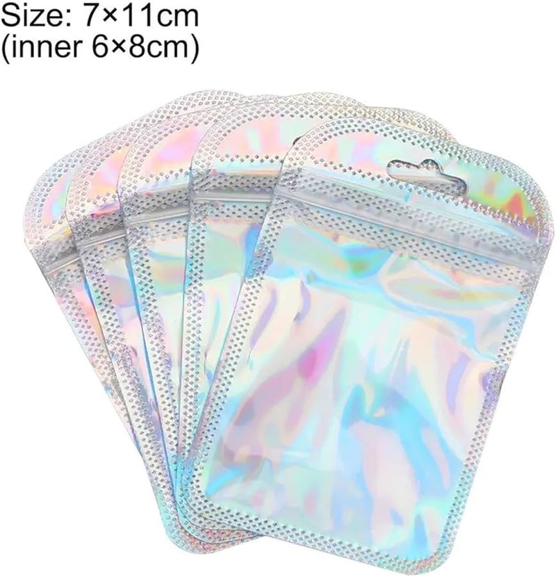 Holographic Jewelry Display Bags 7cm 11cm Thicken Resealable OPP Zip Lock Pouches 200pcs - Image 3