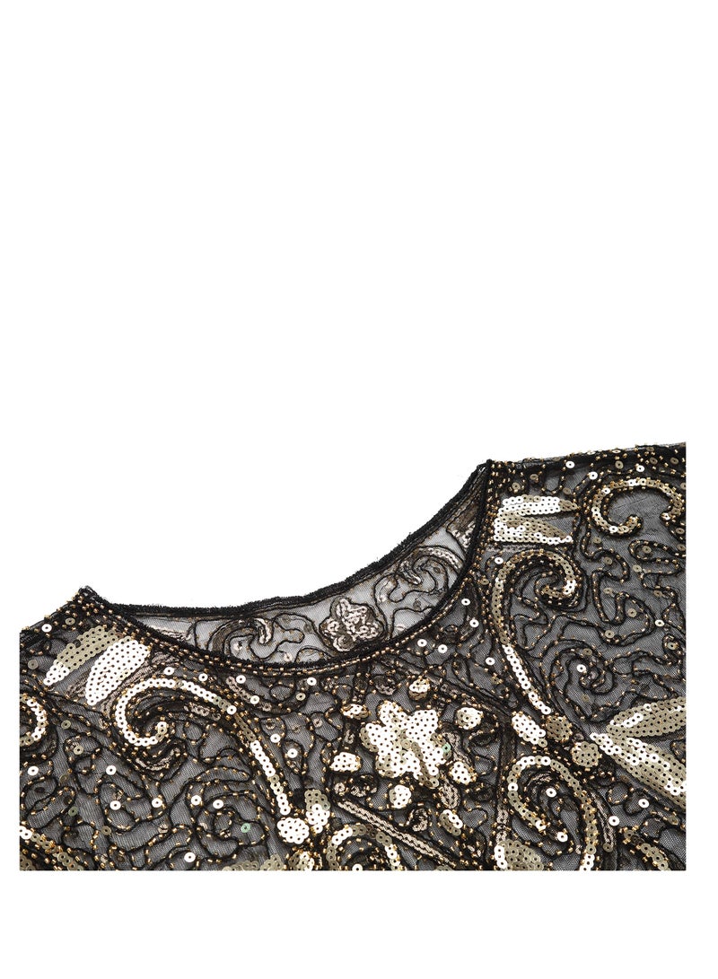 1920s Shawl Wraps Sequin Beaded Evening Cape for Gatsby Party Bridal Shawl Women Evening Cape Flapper Cover Up - Image 4